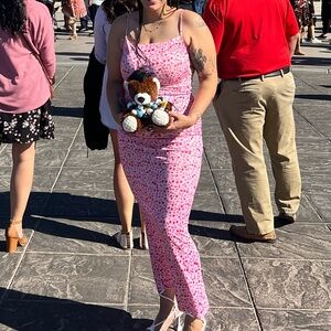 Pink Floral Low Back Dress